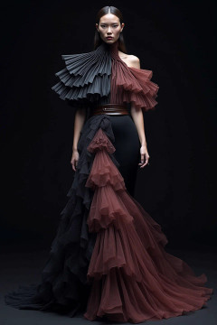 Tiered Exposed Shoulder Gown Tiered Exposed Shoulder Gown