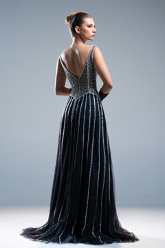 Square Neck Embroidered Gown Square Neck Embroidered Gown