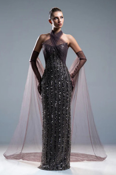 Embroidery Halter Neck Gown Embroidery Halter Neck Gown