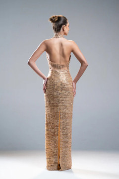 Halter Neck Embroidery Gown Halter Neck Embroidery Gown