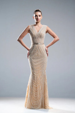 Flared Embroidery Gown