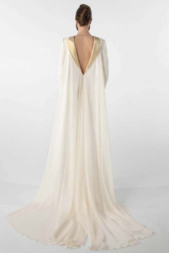 Crepe Gown with Metallic Collar Crepe Gown with Metallic Collar
