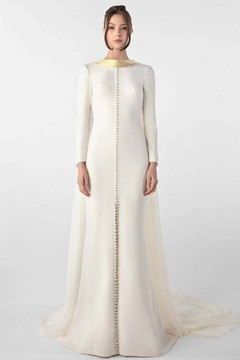 Crepe Gown with Metallic Collar Crepe Gown with Metallic Collar