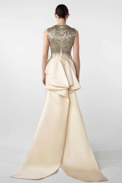 Column Gown with Peplum Top