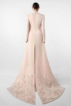 Slit Sleeved Crepe Gown Slit Sleeved Crepe Gown