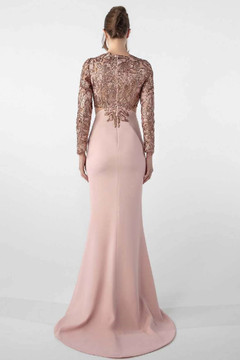 Sheer Embroidered Crepe Gown Sheer Embroidered Crepe Gown