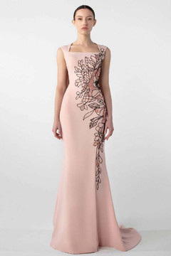 Embroidered-Crepe Gown Embroidered-Crepe Gown