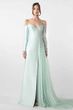 Asymmetrical-Off-Shoulder Gown Asymmetrical-Off-Shoulder Gown