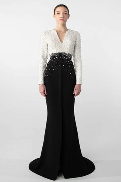 Pearl-Embroidered Crepe Gown Pearl-Embroidered Crepe Gown