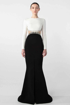 Crepe Cut-Out Gown Crepe Cut-Out Gown