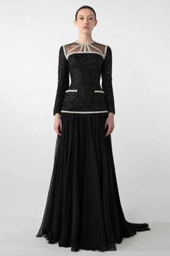 Tweed and Chiffon Gown Tweed and Chiffon Gown