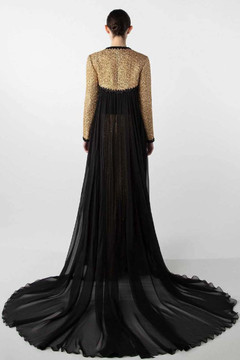 Strapless Tweed and Chiffon Gown with Jacket Strapless Tweed and Chiffon Gown with Jacket