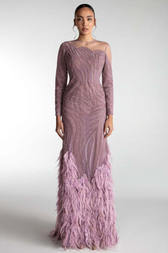 Gown with Feathered Hem Gown with Feathered Hem