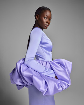 Mikado Plunge Neck Gown Mikado Plunge Neck Gown