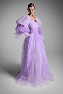 Hand Pleat Tulle Gown Hand Pleat Tulle Gown