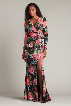 Floral Long-Sleeved Slit Gown Floral Long-Sleeved Slit Gown