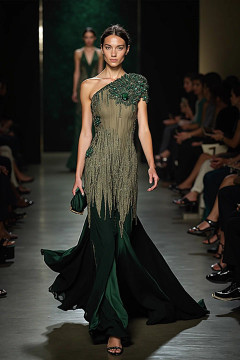 One Shoulder Sleeved Gown One Shoulder Sleeved Gown