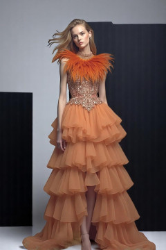 Tiered Slit Gown