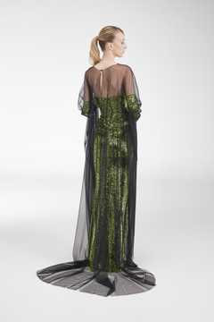 Sequin-Tulle Cape Gown Sequin-Tulle Cape Gown