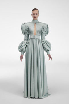 Satin Long Sleeve Gown Satin Long Sleeve Gown