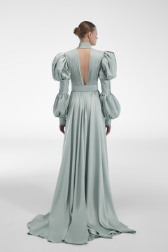 Satin Long Sleeve Gown Satin Long Sleeve Gown