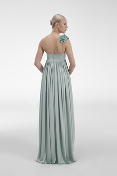Satin Gown with Shoulder Detail