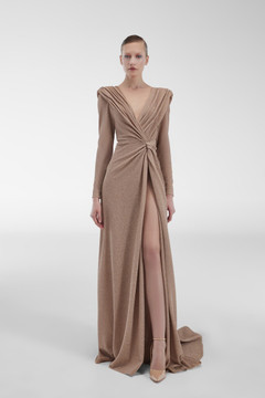 Glitter Jersey Sleeved Gown Glitter Jersey Sleeved Gown