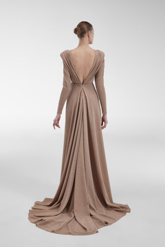 Glitter Jersey Sleeved Gown Glitter Jersey Sleeved Gown
