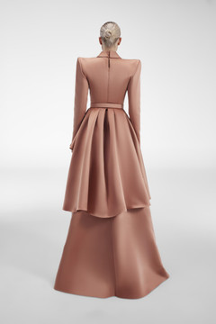 Satin-Peplum Gown