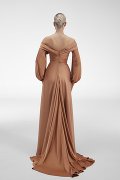Draped-Satin Slit Gown Draped-Satin Slit Gown