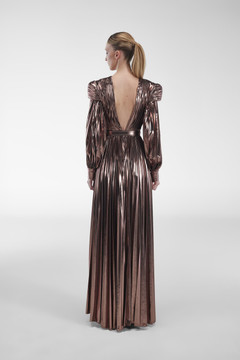 Metallic Sleeved Jersey Gown Metallic Sleeved Jersey Gown