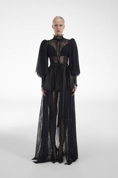 Lace with Tulle Cape Gown Lace with Tulle Cape Gown