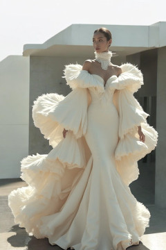 Ruffle Caped Mermaid Gown Ruffle Caped Mermaid Gown