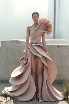 Oversized Ruffled One-Shoulder Gown Oversized Ruffled One-Shoulder Gown