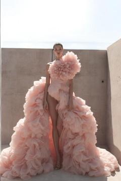 Fully-Ruffled High-Low Gown Fully-Ruffled High-Low Gown