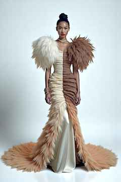 Pleated Feathered Gown Pleated Feathered Gown