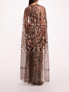 Sequin Lattice Cape Gown Sequin Lattice Cape Gown