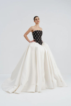 Embellished Bodice Mikado Gown