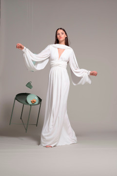 Isabel Sanchis Long Sleeve Evening Gown 002