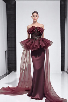 Strapless Peplum Gown Strapless Peplum Gown