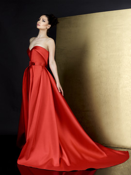 Ziad Germanos Strapless Mikado Evening Gown 3201329