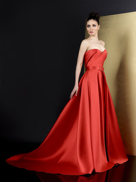 Strapless A-Line Mikado Evening Gown