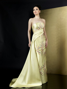 Ziad Germanos Embroidered Mikado Strapless Evening Gown 3201422