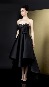 Ziad Germanos Strapless Mikado High-Low Evening Gown 112045 Ziad Germanos Strapless Mikado High-Low Evening Gown 112045
