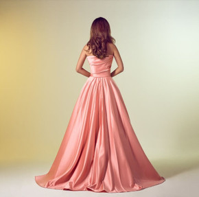 Strapless Satin Pleated Evening Gown Strapless Satin Pleated Evening Gown