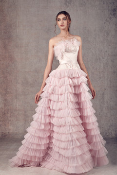 Ziad Germanos Strapless Mikado & Tulle Evening Gown ZG5 Ziad Germanos Strapless Mikado & Tulle Evening Gown ZG5