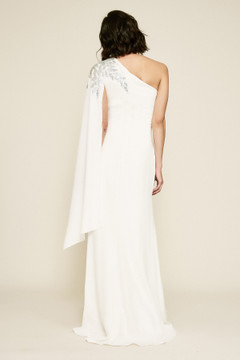 Columba One Shoulder Sequin Crepe  Gown