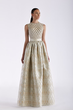 Embroidered Jacquard Gown