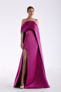 Strapless Satin Voile Gown