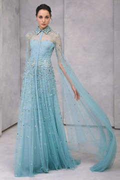 Tulle Cape Sleeve Shirt Gown Tulle Cape Sleeve Shirt Gown